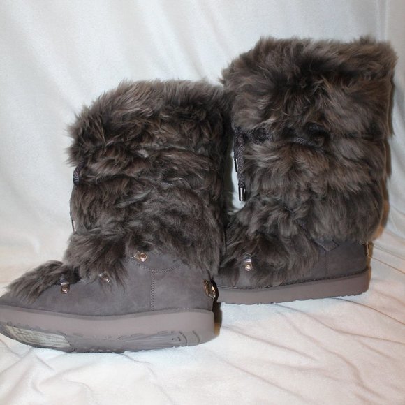 NIB‎ UGG THUNDER CLOUD WOMEN'S TALL POSH FUR SUEDE BOOTS 6 7 8 9 - Picture 3 of 9